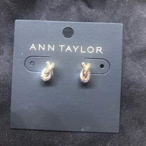 Ann Taylor Pierced Earrings -Silver and Gold Twist
